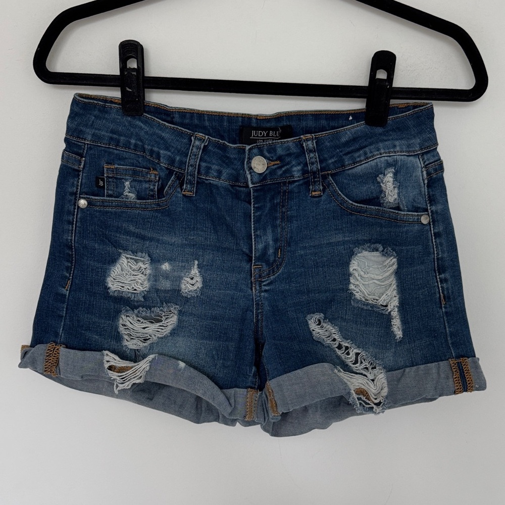 Judy Blue Women's Ripped Jean Shorts - Dark Blue, Style# JB1527 - Size S